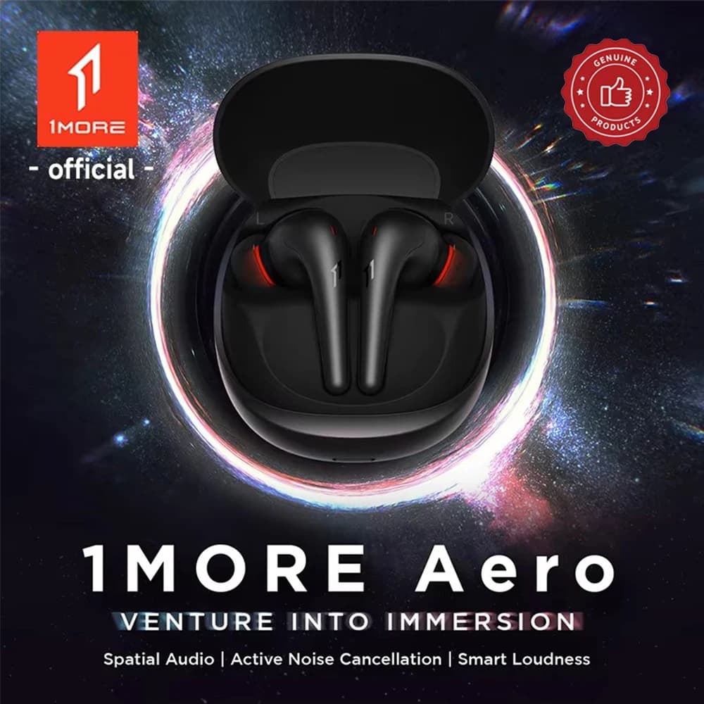 Fone de ouvido 1MORE Aero com cancelamento de ruído, Bluetooth 5.2, promoção relâmpago, chamadas nítidas, 28h de reprodução, carregamento sem fio, eletrônicos