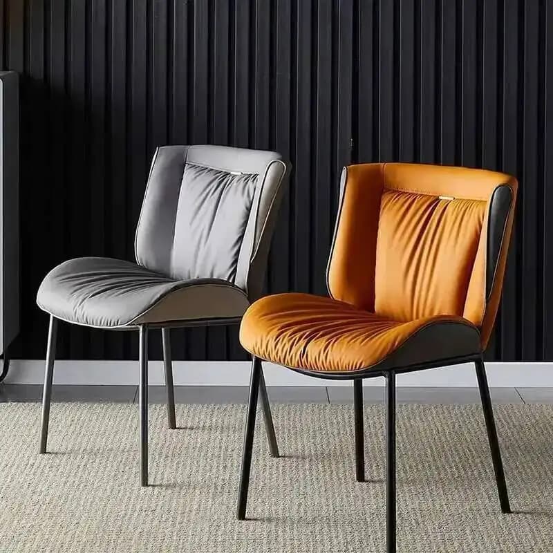 Cadeiras de jantar europeias ultraleves estofadas, cadeiras de jantar modernas e elegantes para cozinha, cadeiras de jantar de couro de luxo, móveis