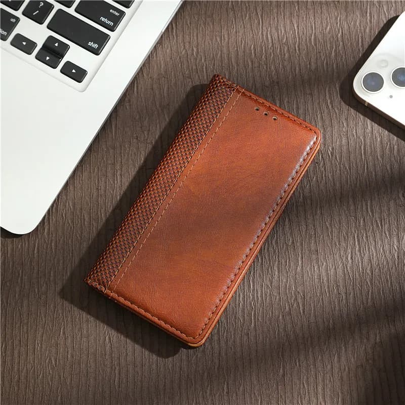 Capa flip marrom para Motorola Moto G100 Pro com ímã embutido e diversas cores disponíveis