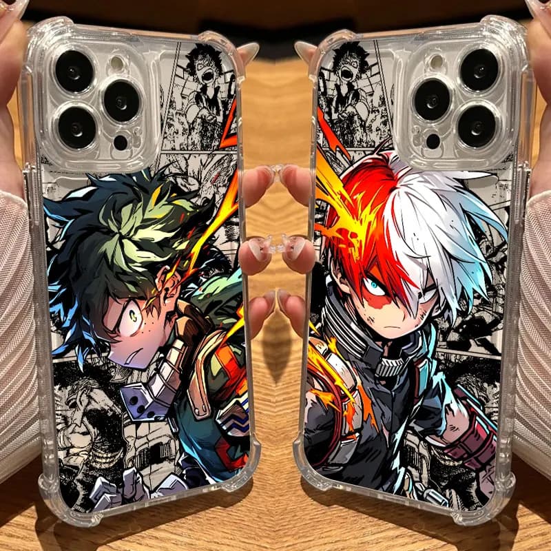 Meu herói academia legal anime anti queda caso de telefone claro para xiaomi redmi 14c 13c 12c k50 nota 14 13 12 11 a1 a2 a5 pro plus 4g 5g