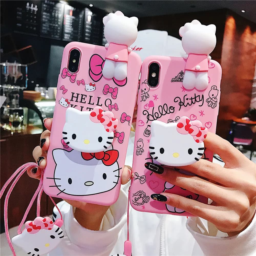Capa de telefone rosa Hello Kitty para smartphones Samsung