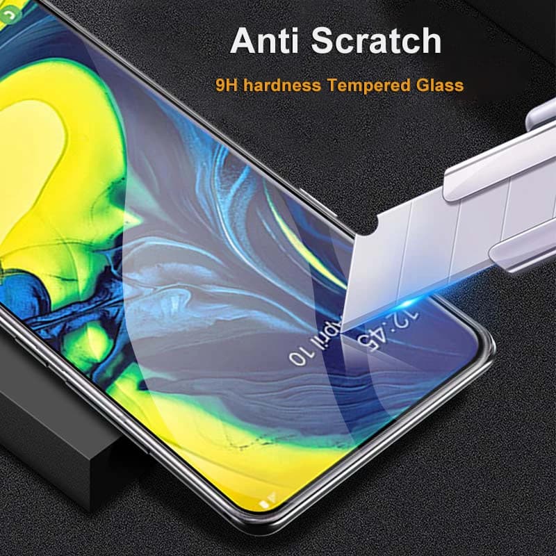 Pacote de vidros protetores 9H para smartphones Samsung com design premium.