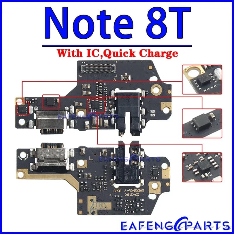 Placa de carregamento USB Xiaomi Redmi Note 8T com conector e módulo para carga rápida
