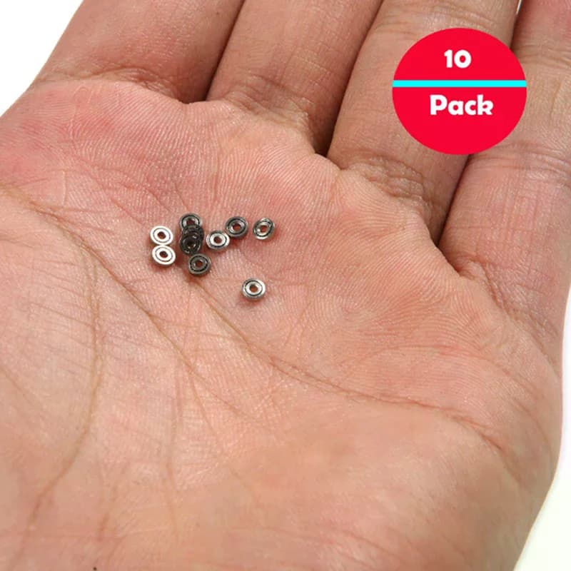 10 peças de rolamentos de esferas miniatura 681ZZ 1x3x1mm de metal abertos em uma mão