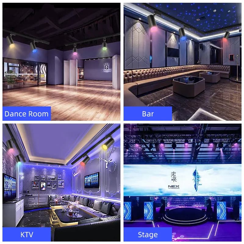 Luz de pista rgb led spot luminária de palco trilho cintilação teto holofote led discoteca decoração interior lâmpada de néon linear