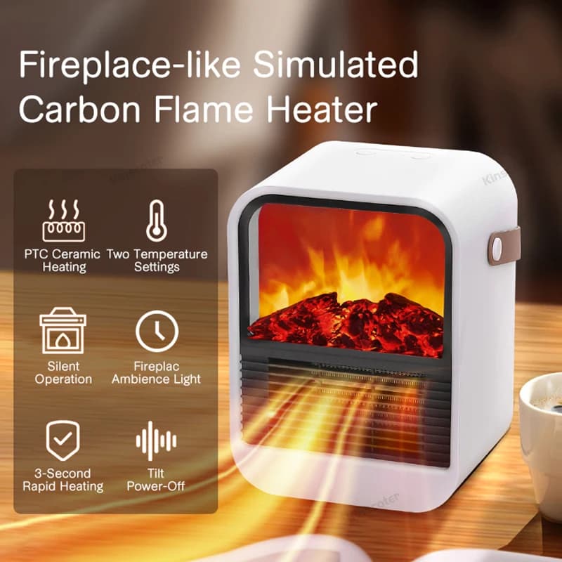 Lareira Aquecedor Elétrico Ventilador de Sopro Quente Portátil de Secretária Casa Aquecimento Fogão Radiador Máquina de Aquecimento por Chama