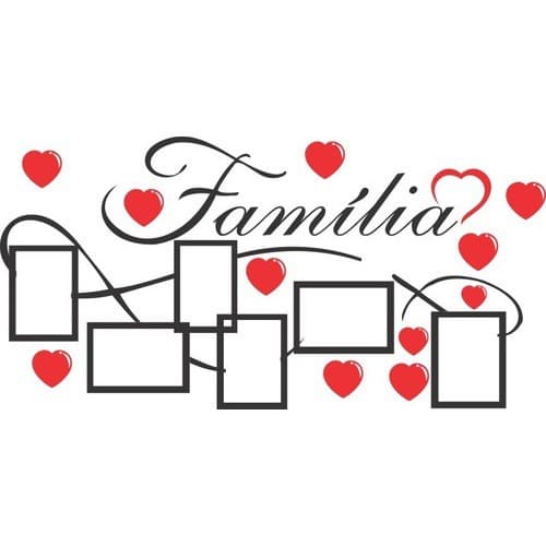 Porta Retrato Família E Corações Adesivo Decorativo, Parede