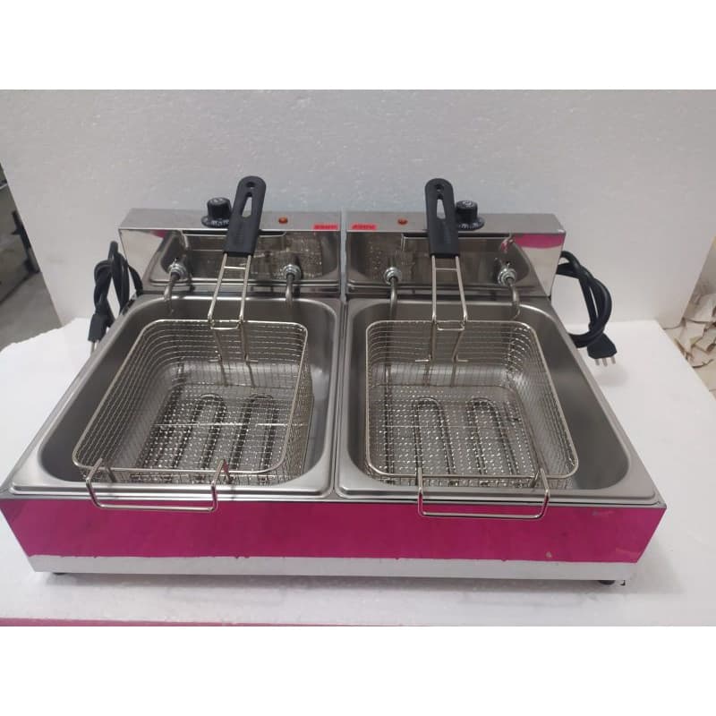 Fritadeira elétrica industrial profissional inox 2 cubas 10L 5 litros(cada)