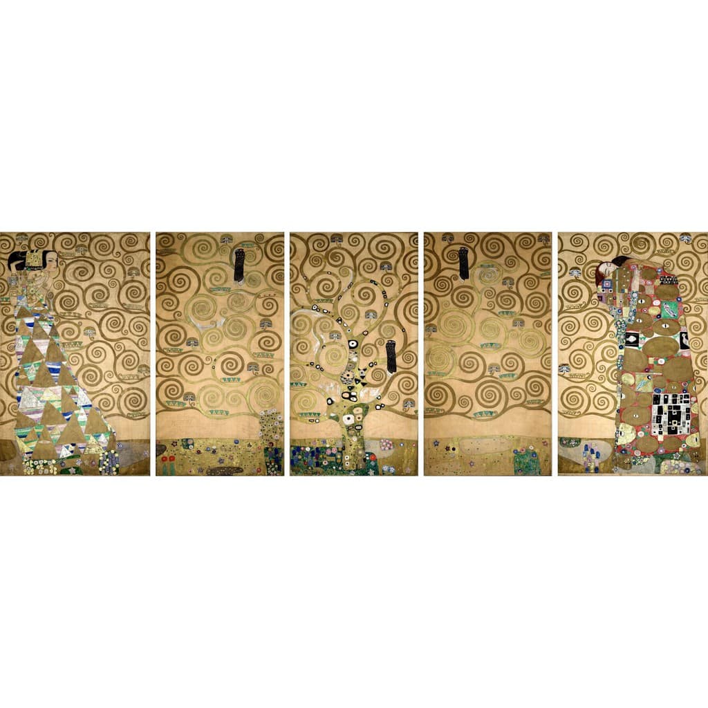 Árvore da Vida - Composição de 5 Telas de Gustav Klimt em Tela Canvas