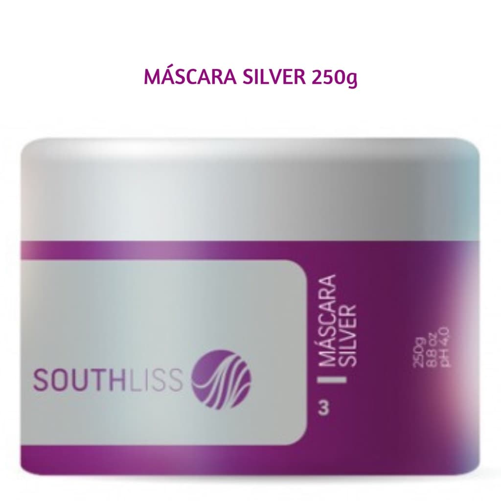 Máscara Silver Matizadora Southliss Silver 250g Reduz Os Fios Amarelados em fios descoloridos
