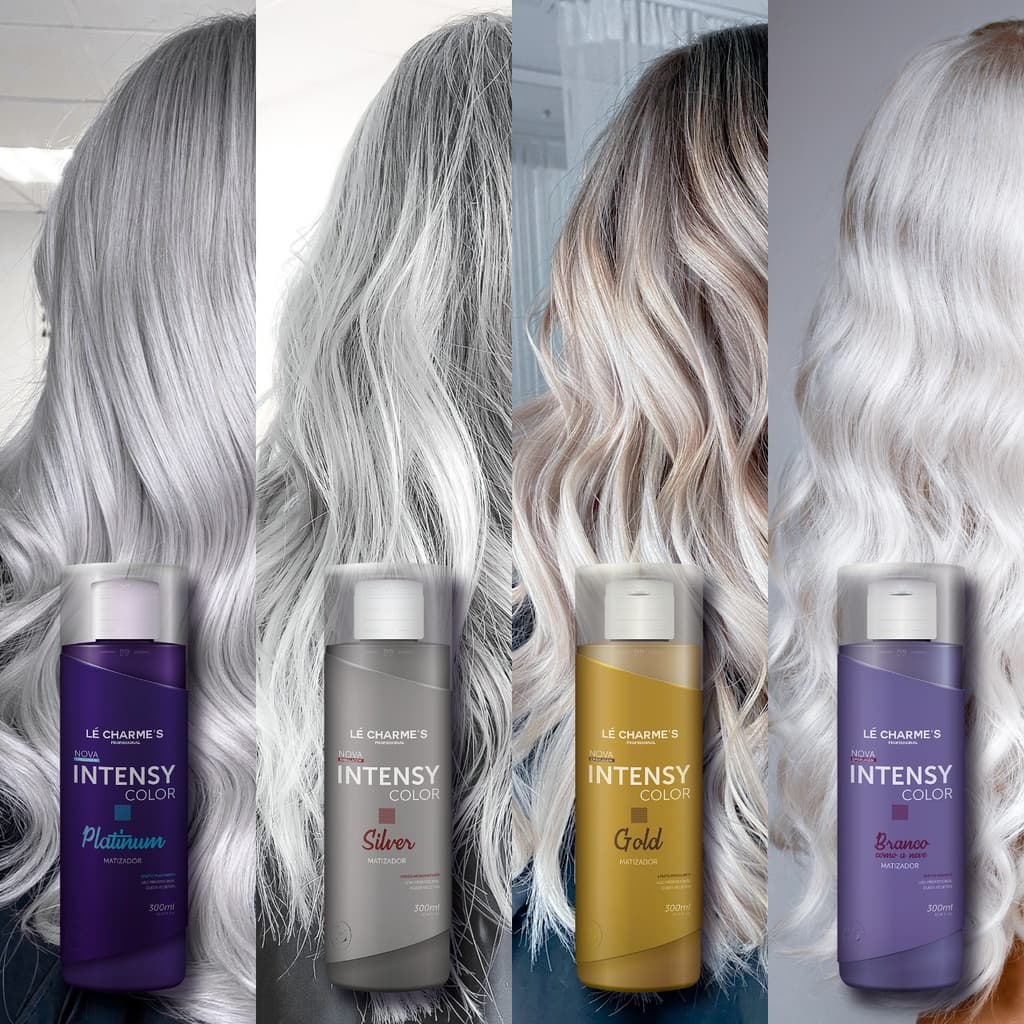 Matizador Intensy Le Charmes: Platinum, Silver, Gold, Branco como a neve, Marsala, Red, Azul, Chocolate, Rosa, Cobre, Caramelo, Canela e Pêssego, Ultra Loiro, Ultra Branco, Ultra Cinza, Ultra Platinum