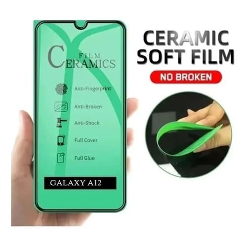Película protetora de cerâmica verde para Samsung Galaxy A12, anti-impressão digital, anti-quebrado, anti-choque, cobertura total e cola completa