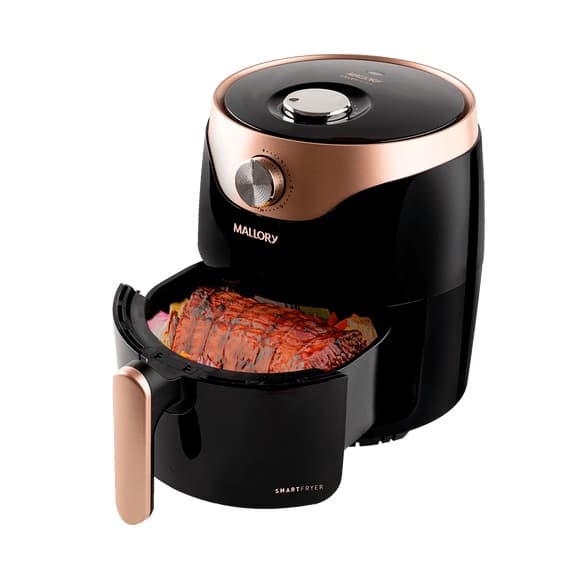 Fritadeira de Ar Smart Fryer Mallory 3 Litros Rose Gold 127V com Carne Assada
