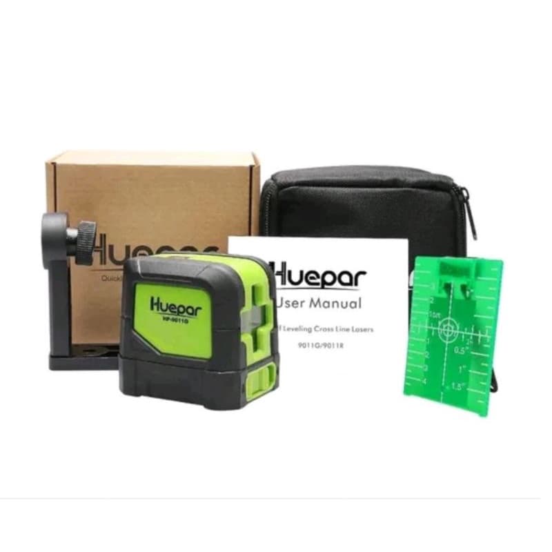 Kit nível laser Huepar verde e vermelho com 2 linhas e suporte magnético