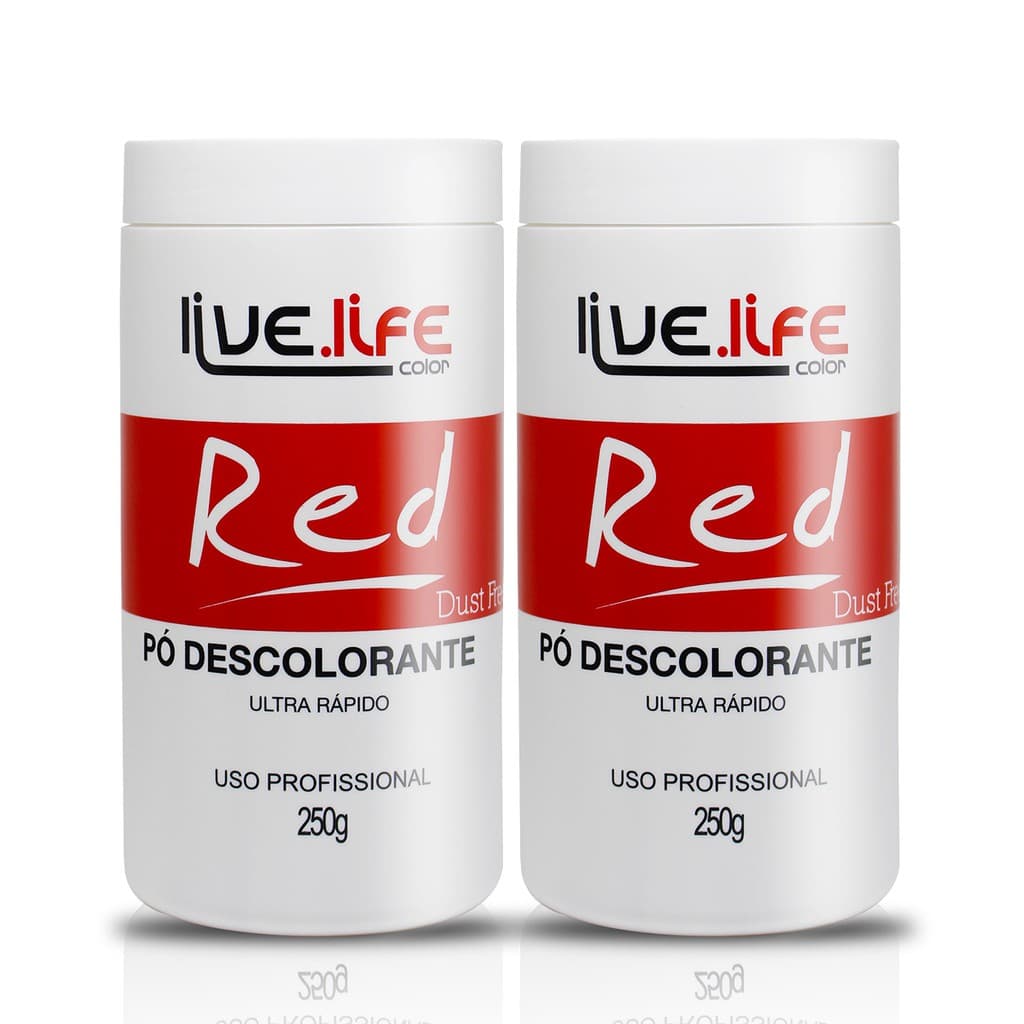 Pó Descolorante Vermelho RED Live Life 250g - Descolore e Colore de Vermelho - 2 unidades