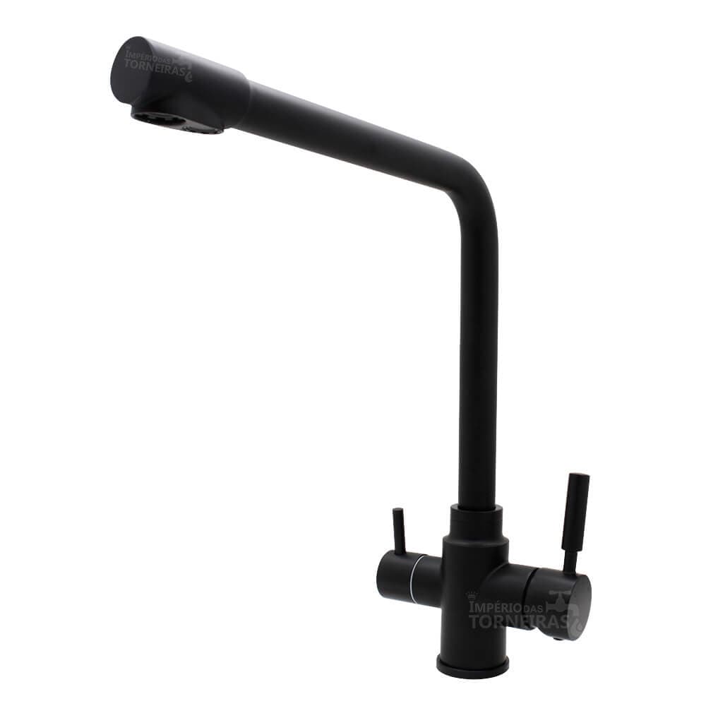 Torneira Monocomando Cozinha com Saída para Filtro Preto 3361
