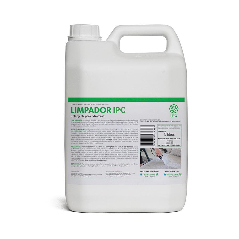 Detergente para Extratora IPC Limpador Limpeza de Estofados e Carpetes 5 Litros