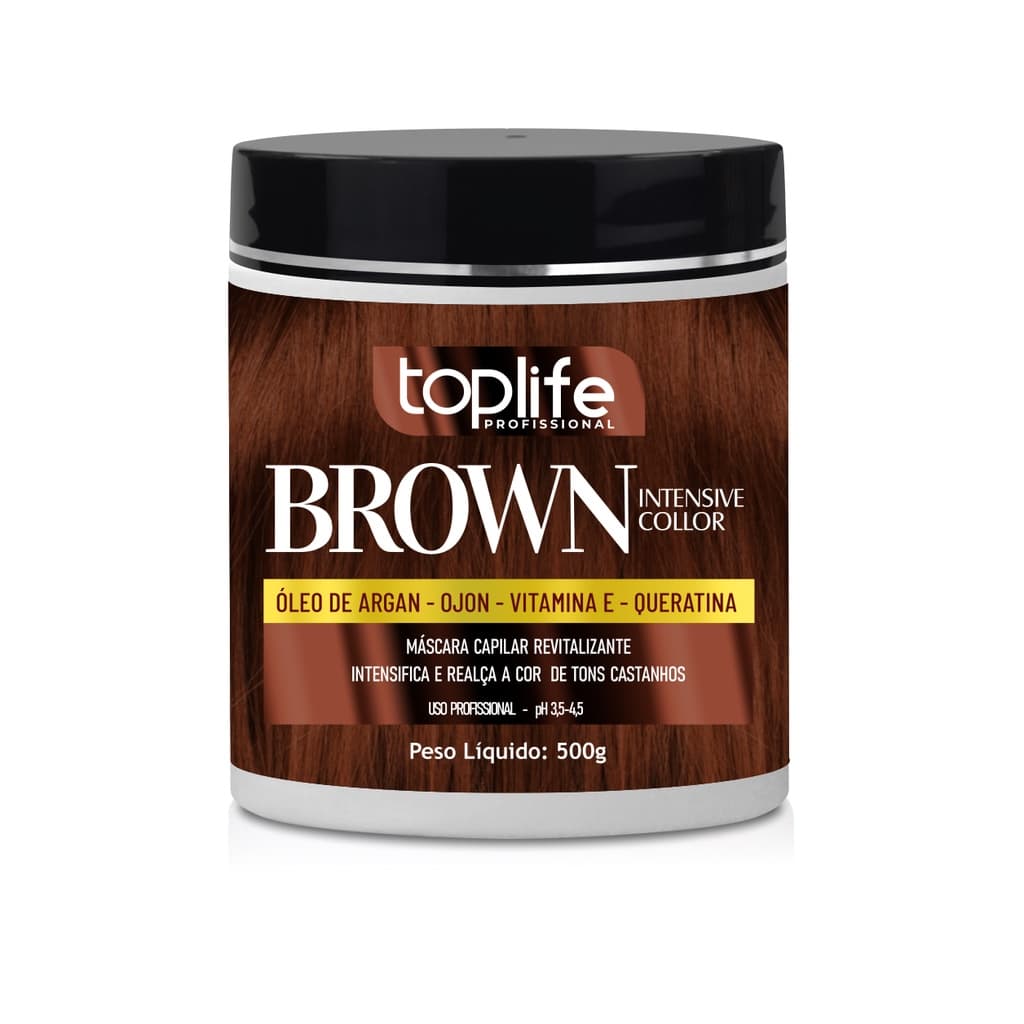 Máscara Matizadora Tonalizante Marrom E Castanho Iluminado Toplife Profissional 500gr