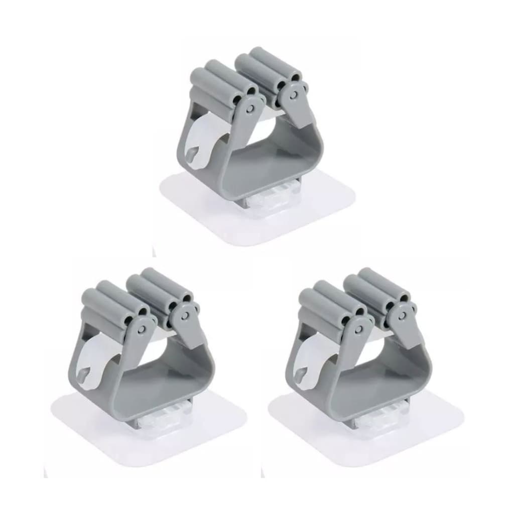 Kit 3 Suporte Vassoura Rodo Pá Mop Utensílios Suporte Adesivo Sem Furar Suporte de Parede Gancho de Cozinha Banheiro