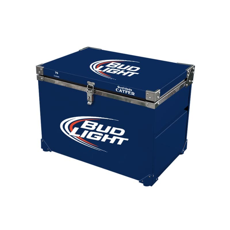 Caixa térmica azul 70 litros Budweiser com logo