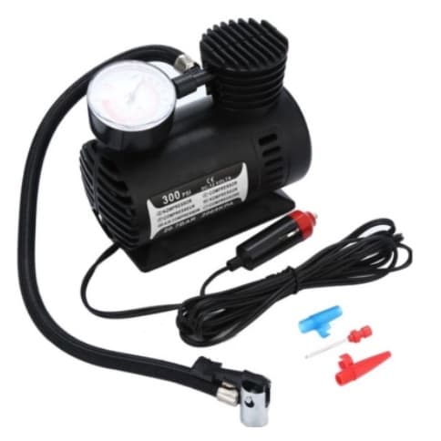 Compressor de ar automotivo portátil 12V 300 psi com manômetro e conectores