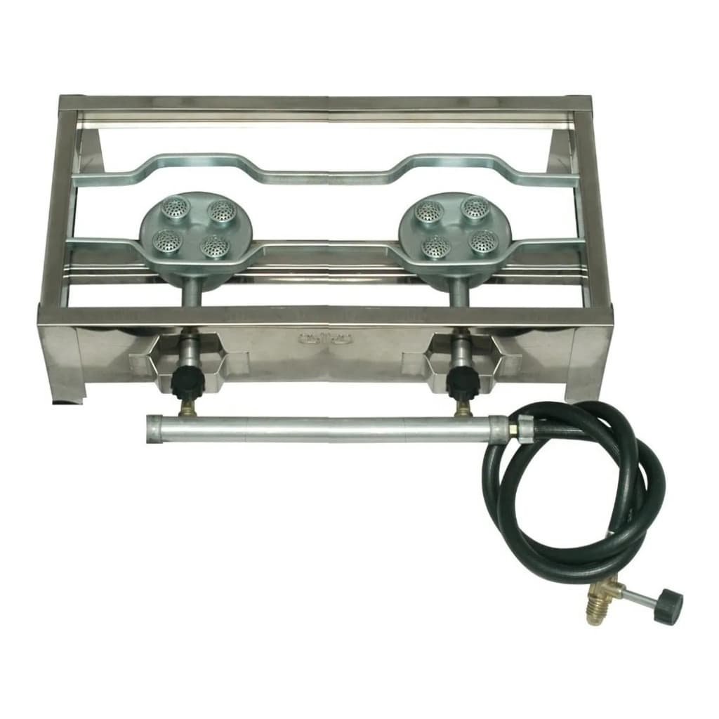 Fogareiro Fogão Industrial 2 Bocas Inox Chama Alta Pressão (L. direito)