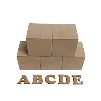 Letras em Cubos MDF Cru 5cm Nome Personalizado Quarto Bebe Maternidade Enfeite Cha de Bebe Bloco Madeira Kit