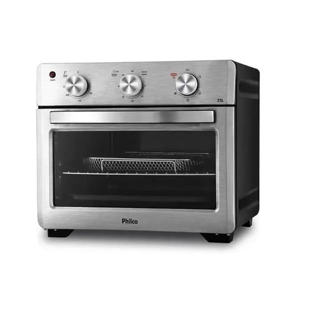Forno elétrico e air fryer Philco de bancada em aço inoxidável
