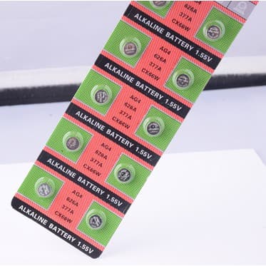 Cartela com 10 pilhas alcalinas AG4, 1.55V, para relógios
