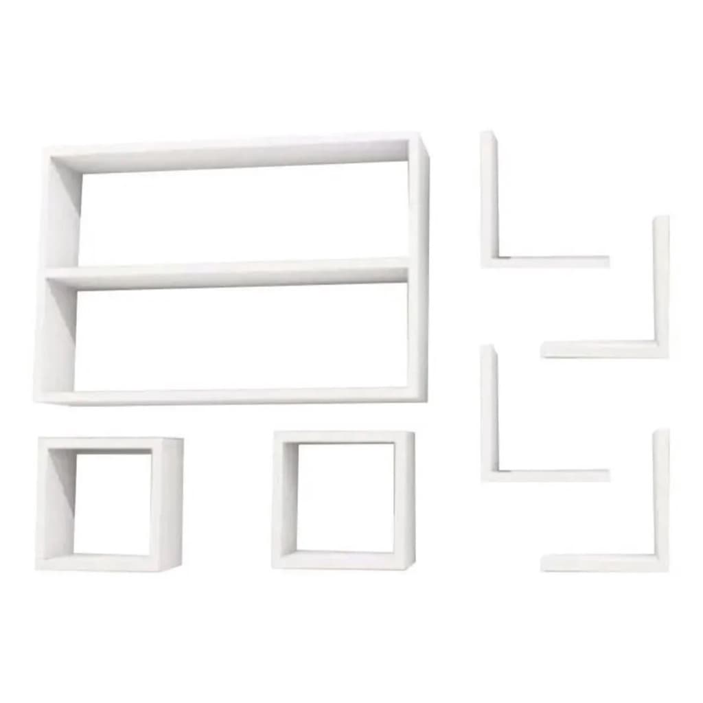 Kit 7 Peças Nichos Cubo L Prateleira Mdf Branco