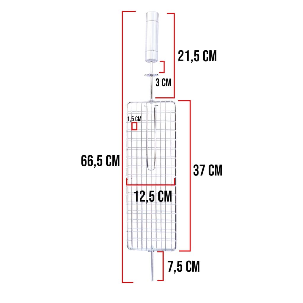 Espeto Grelha Giratório Para Gira Grill Assar Carne Churrasco Frango Peixe
