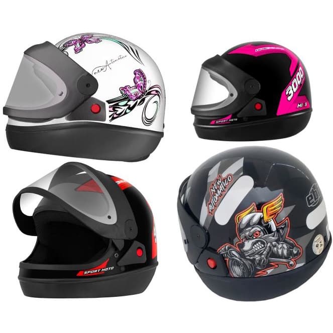 Capacete Sport Moto Pro Tork Mix Sm Marino Preto Automático 3000 Promoção Masculino Feminino S-56 M-58 L-60