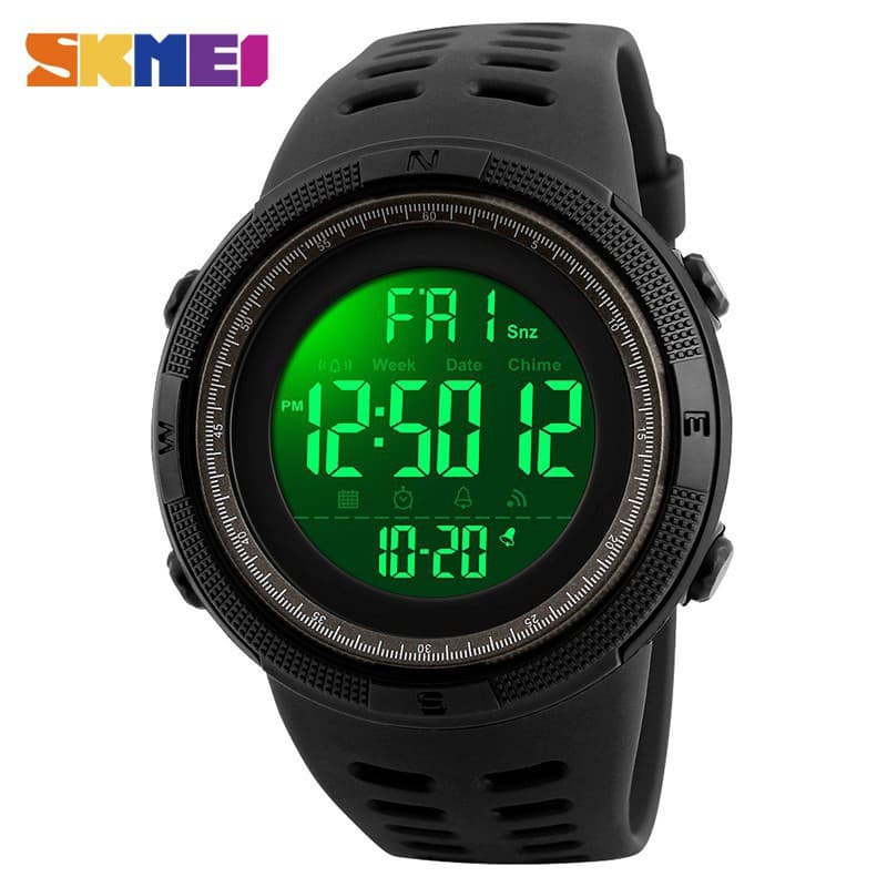 Relógio esportivo SKMEI 1251 digital preto com mostrador verde