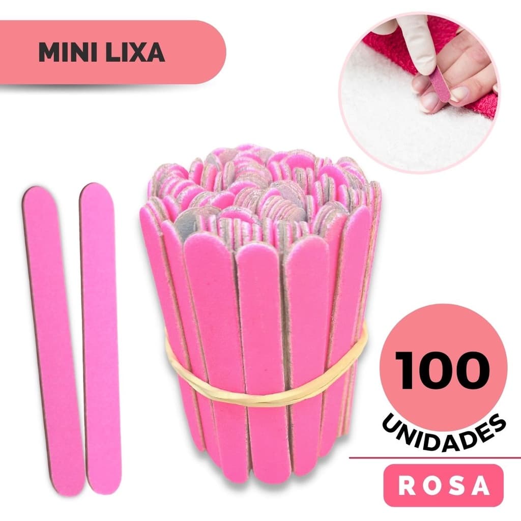 100 Lixas de Unha Mini Descartáveis Manicure Pedicure Profissional 8 cm Envio Imediato