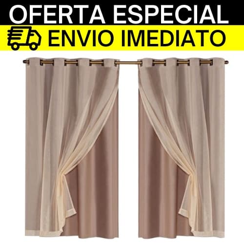 Cortinas blackout duplas bege com varão, oferta especial, envio imediato