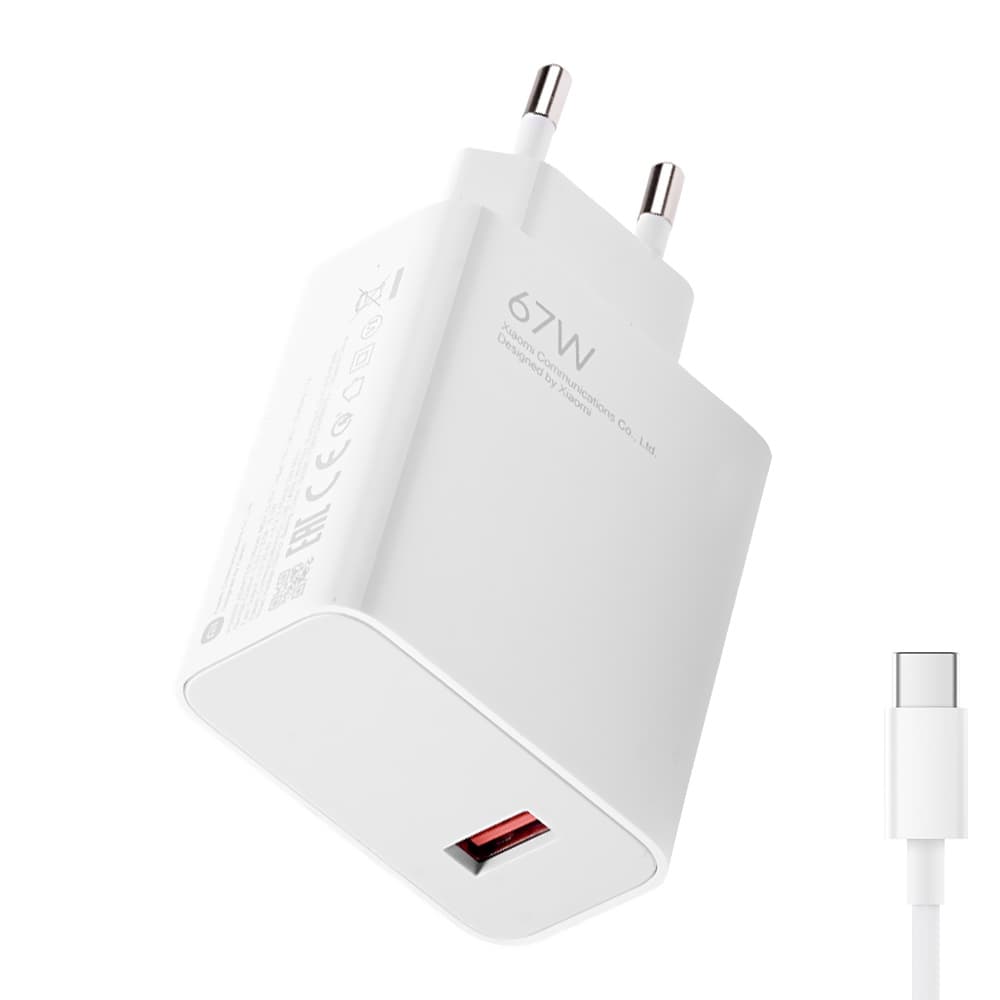 Carregador turbo Xiaomi 67W branco para smartphones Mi 10 Pro, Mi 11 Pro, Ultra, Pocophone F1, F2 Pro, Poco X3 Pro, X4, X5, Redmi note 11, 12, Xiaomi 11T pro, 12T pro, Xiaomi 12s Ultra, Poco X4 GT, X3 NFC, Xiaomi 12 Lite, 13 Lite, 13 Pro, USB-C