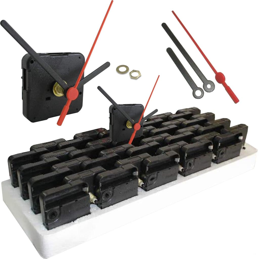 Kit 20 mecanismos de relógio de parede quartz com ponteiros e peças