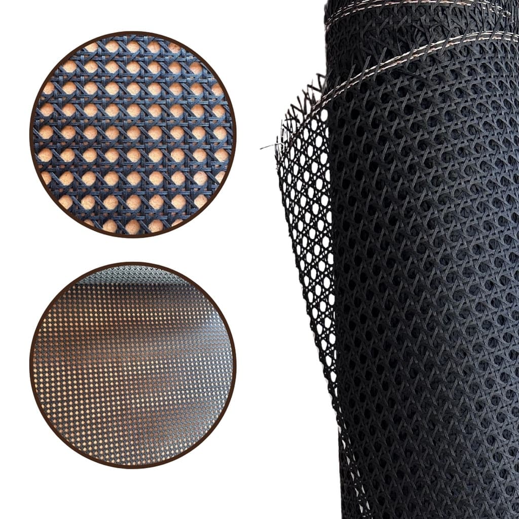 Palhinha Indiana Sextavada Fibra Natural Algodão Tela Rattan Preta 50x80cm