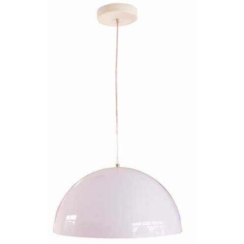 Luminária pendente semi globo 45cm em acrílico, design moderno, cor rosa.