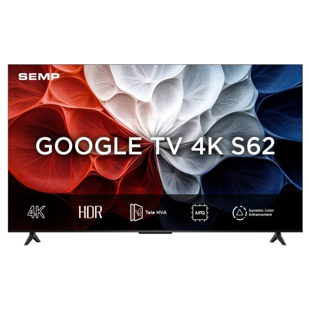 Smart TV Semp 55 Polegadas LED HVA 4K S62 WiFi Bluetooth Google TV 3 HDMI HDR10+ Dolby Audio 55S62
