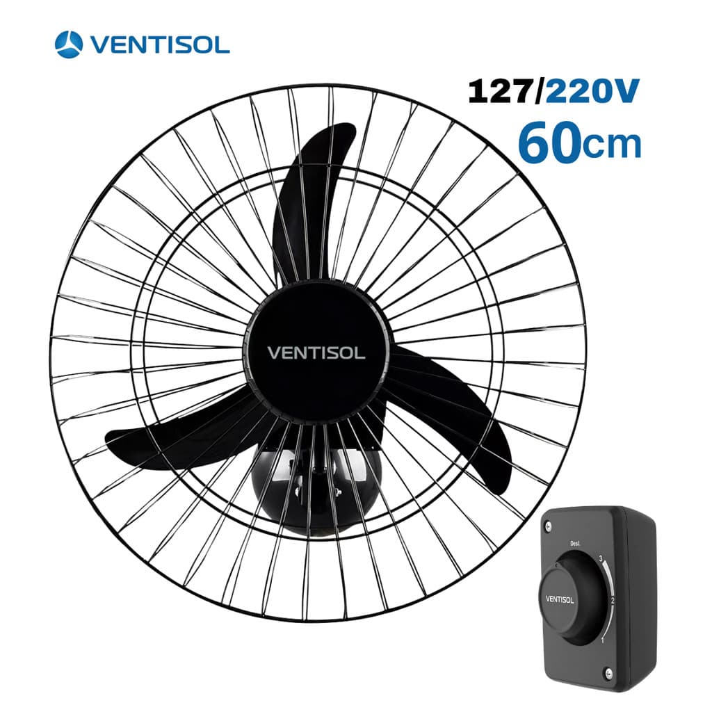 Ventilador De Parede Oscilante 60cm 130w 3 Pás Potencia Turbo