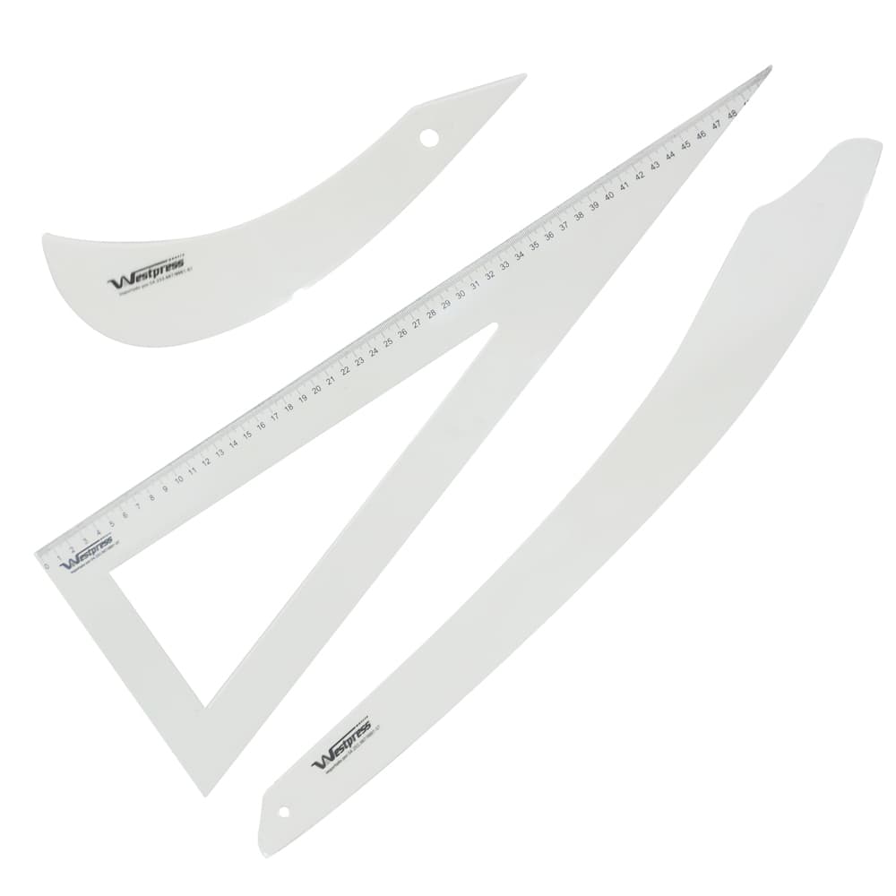Kit Régua de Modelagem para Costura e Corte de Tecido Esquadro Profissional