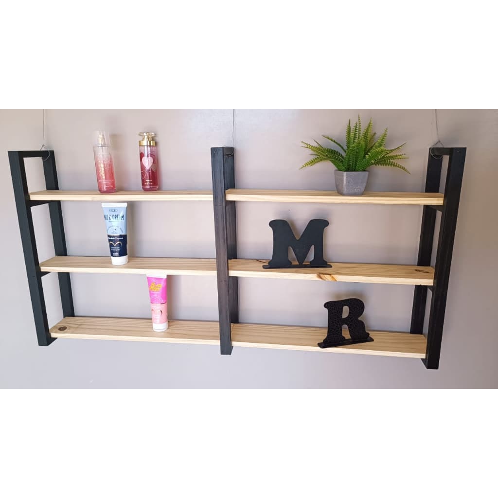 Prateleira estilo industrial 1,20 cm com 3 prateleiras Prateleira decoraçao