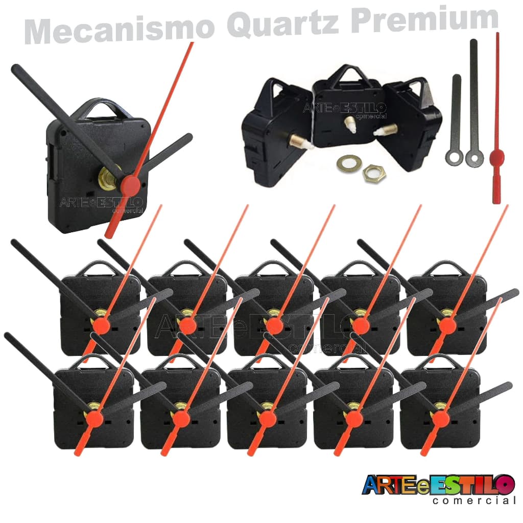 Conjunto de 10 mecanismos de relógio de parede quartz com peças de reposição