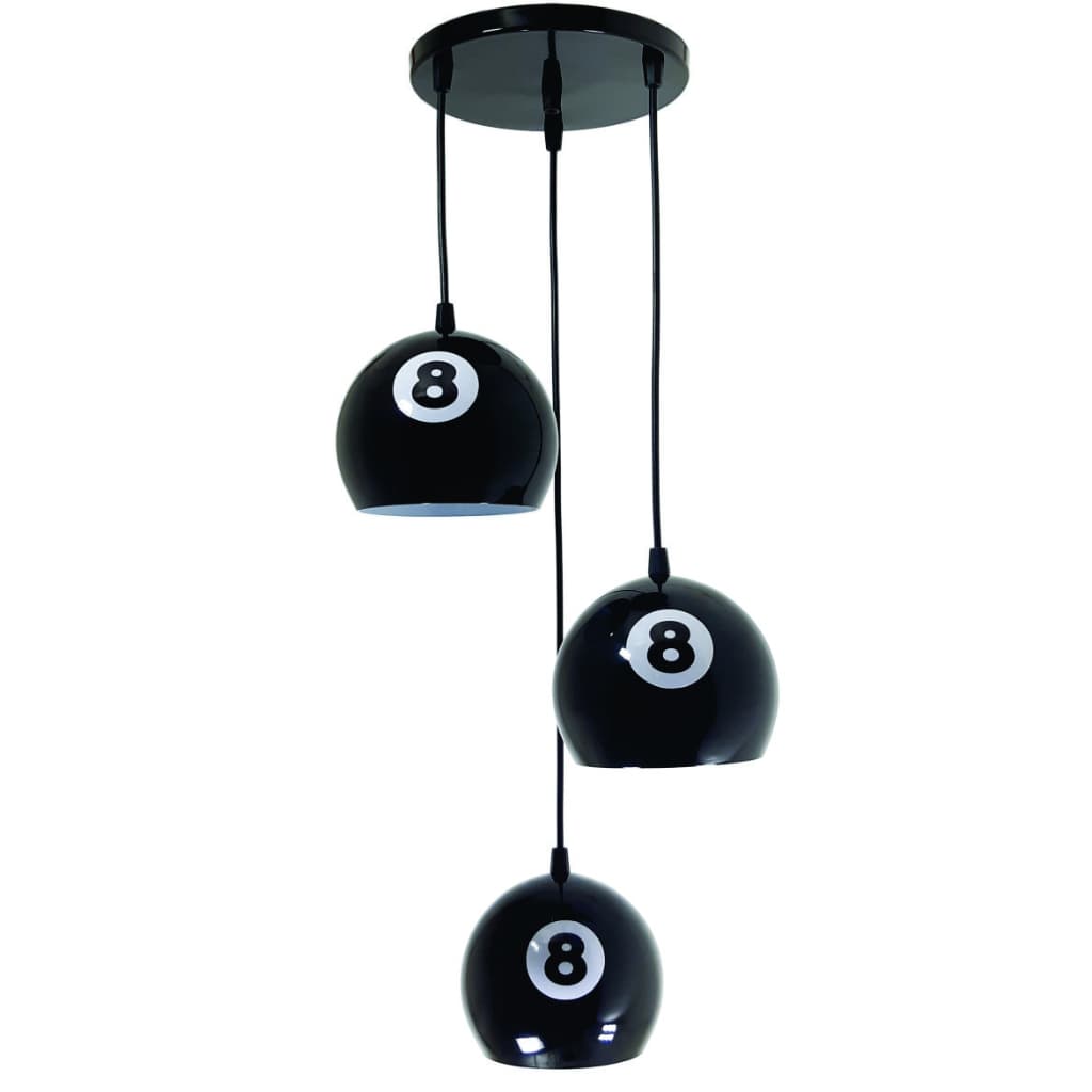 Luminária pendente tripla bola 8 vintage preto brilhante para mesa de sinuca