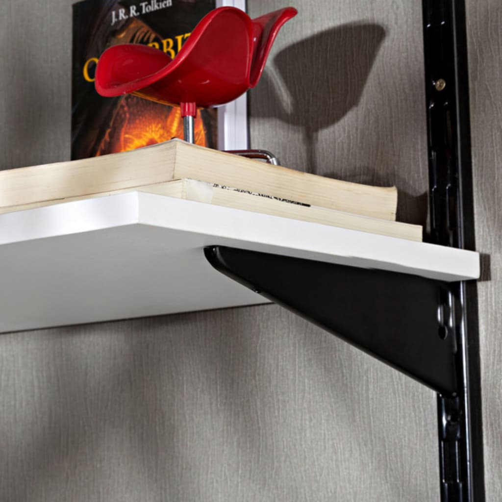 Suporte de prateleira duplo de 37 cm com prateleira branca e livro vermelho em forma de flor
