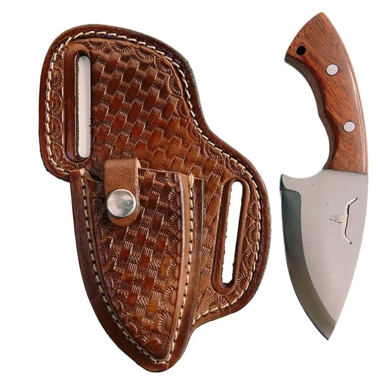 Faca  Campeira Muladeira Boiadeiro Faquinha inox Bainha em couro para Churrasco Pesca Caça