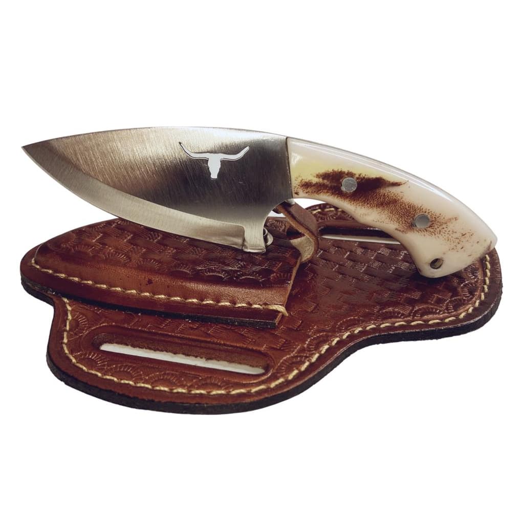 Faca  Campeira Muladeira Boiadeiro Faquinha inox Bainha em couro para Churrasco Pesca Caça