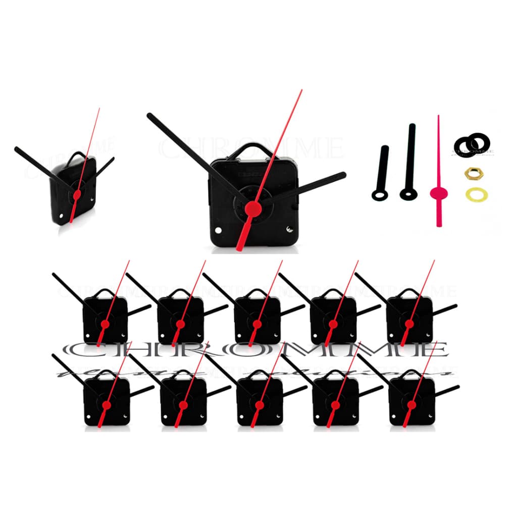 Kit de 10 mecanismos de relógio de parede quartz com ponteiros de palitos