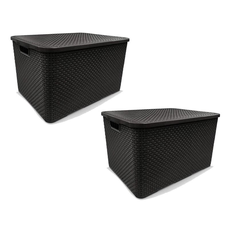 Kit 2 Caixas Organizadoras Rattan 70 Litros Preta
